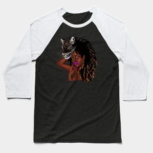 African Woman with Leopard Skin, African Tribal Art Baseball T-Shirt